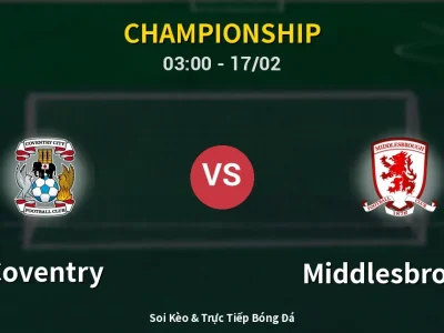 Kết Quả: Coventry 3-1 Middlesbrough – Highlight & Bàn Thắng | Championship