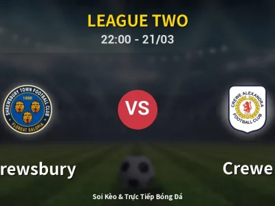 Soi Kèo Shrewsbury vs Crewe – 22:00 21/03 | Nhận Định, Dự Đoán Tỷ Số